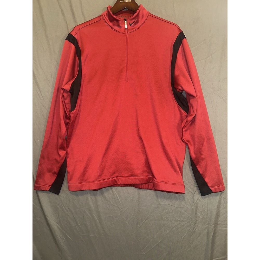 Nike Golf Men's Large Therma-fit Fleece‎ Quarter Zip Pullover Red